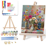 Ausanrl Flowers Framed Paint by Numbers Wooden Easel-Adult Paint by Number Kits on Canvas Framed,Paint by Number Adult,Paint by Numbers with Frame,Gifts and Home Wall Decor 12x16inch Ausanrl