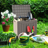 YITAHOME 30 Gallon Deck Box Outdoor Storage Box, Waterproof Resin Package Delivery and Storage Box with Lockable Lid for Patio Furniture Cushions, Pool Accessories, Garden Tools, Brown YITAHOME
