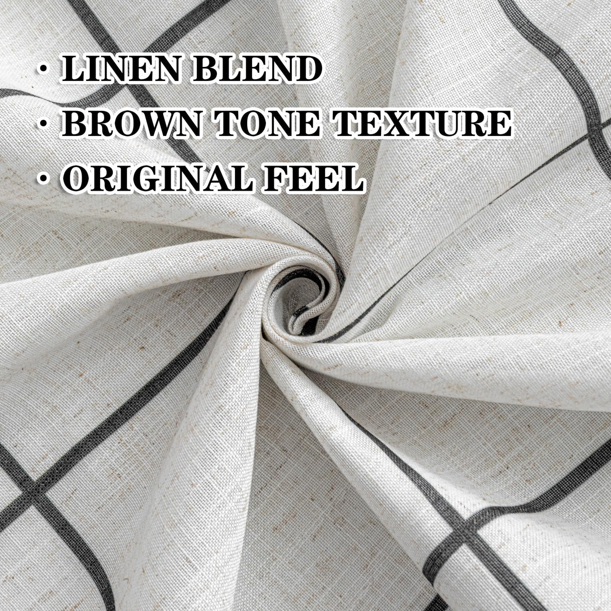 MYSKY HOME 100% Blackout Plaid Farmhouse Linen Curtains 84 Inch Long for Living Room Double Layer Windowpane Drapes Thermal Insulated Privacy Protection Rod Pocket Back Tab, 52" W, Black, 1 Panel MYSKY HOME