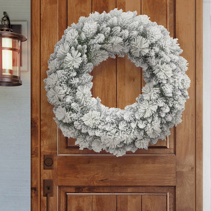 Puleo International 32" Flocked Spruce Wreath 260 Tips