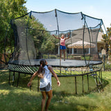 Springfree Square Outdoor Backyard Trampoline w/Safety Flexi Net Enclosure & Soft Edge Mat - Springless Recreational and Fitness Trampolines for Kids, Adult and Family Jumping Springfree
