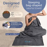 Sauna Blanket Insert Towel Kit - 3 Pcs Luxuriously Soft & Absorbent Sauna Towel Sack with Microfiber Head Towel & Headband - Sauna Accessories for Infrared Sauna Blanket Simplified Cleanup - 70" x 30" REVIIV
