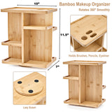 Sorbus 360° Makeup Organizer - Bamboo Wood Make Up Storage Carousel for Cosmetics, Skin Care Rotating Makeup Organizer for Vanity, Bathroom Storage Sorbus