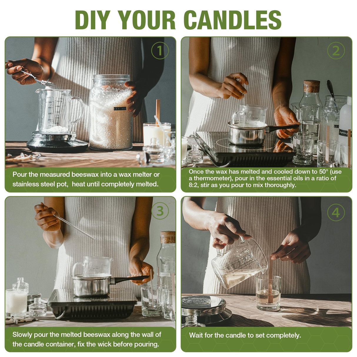 VALLYDOM Organic Beeswax Pellets - 2268g White Beeswax Pastilles, Pure Natural Bulk Bees Wax Pellets for DIY Beeswax Making Candles Skin Care Lip Balm Soap Lotion (5lb) VALLYDOM