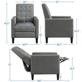 Yaheetech Fabric Recliner Chair Mid-Century Modern Recliner Adjustable Single Recliner Sofa with Thicker Seat Cushion Tufted Upholstered Sofa with Pocket Spring for Living Room Bedroom Gray Yaheetech
