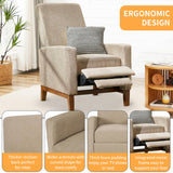 QKFF Push Back Recliner Chair, Adjustable Modern Reclining Chair with Solid Wood Legs Thick Seat Cushion and Backrest Small Recliners for Small Spaces Living Room QKFF
