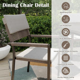 Sundale Outdoor Metal Dining Set for 6, 6-Piece Patio Dining Table and Stackable Rattan Chairs Set with Headrests and Cushions for Backyard, Garden, Deck, Light Gray Sundale Outdoor