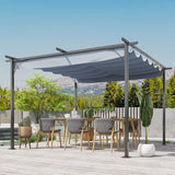Outsunny 11.5' x 11.5' Outdoor Retractable Pergola Canopy, Metal Patio Shade Shelter for Backyard, Porch Party, Garden, Grill Gazebo, Gray Outsunny