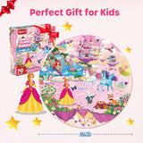 SYNARRY Unicorn Princess Mermaid Fairy Floor Puzzle for Kids Ages 3-5, Large 70 Piece Wooden Puzzle for Kids Ages 4-6, Preschool Toys Gifts for 3 4 5 6 7 8 Years Old Boys Girls Children SYNARRY