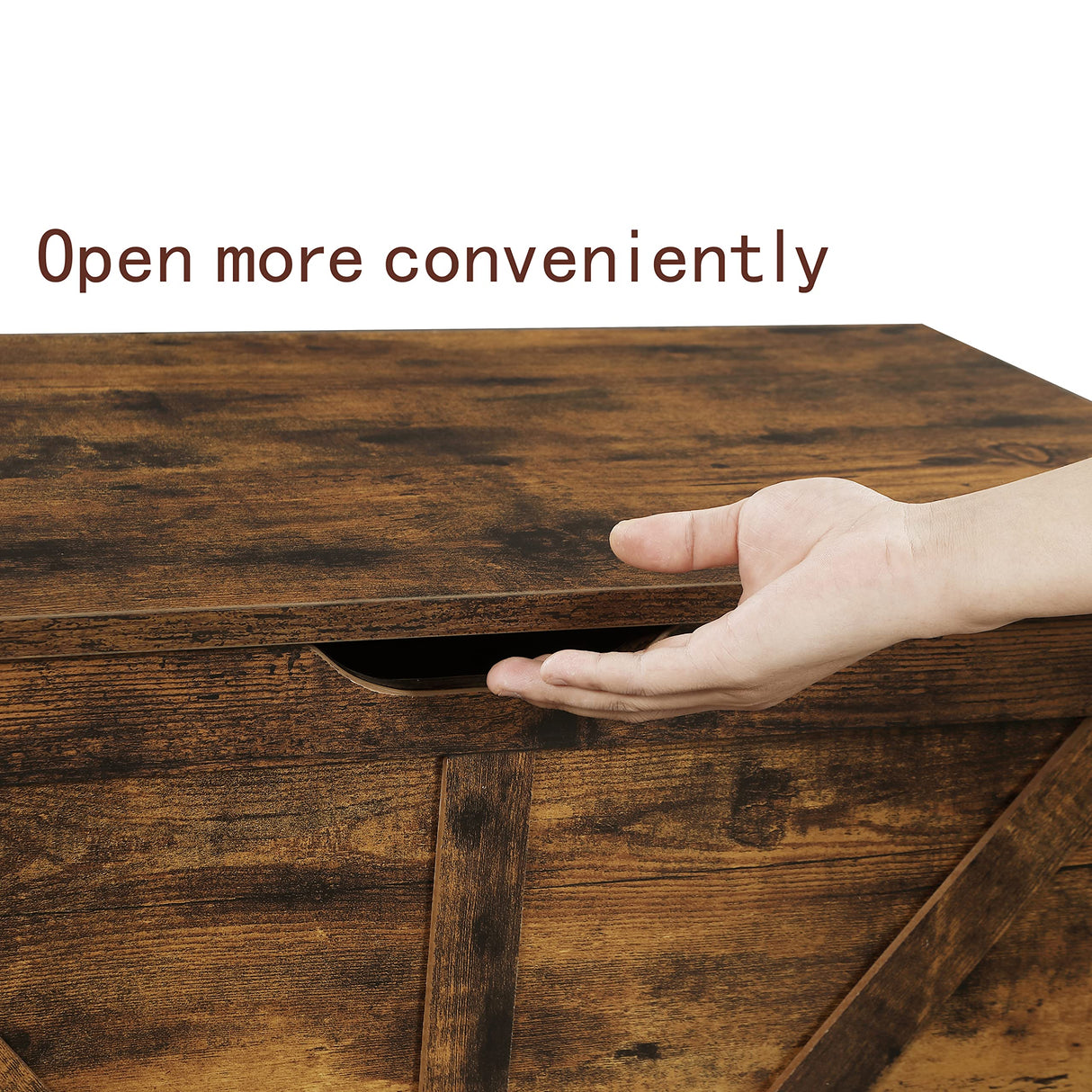 Kavonty Storage Chest, Storage Bench, Retro Toy Box Organizer with U-Shaped Cut-Out Pull, 29.5" L×15.7" W× 17.7”H, Entryway Storage Bench with 2 Hinges,Supports 300 lb, Easy Assembly, Rustic Brown Kavonty