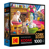 RoseArt - Kodak Cork - Kittens by The Fireplace - 1000 Piece Jigsaw Puzzle for Adults RoseArt