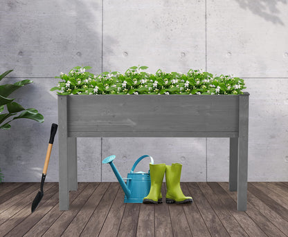 Raised Garden Bed with Legs, 48x24x30'', Outdoor Wood Elevated Planter Box, Grey Cedar, Thick Legs, w/Liner - WoodArtSupply