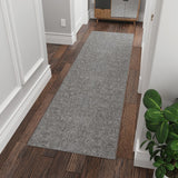 Ottomanson Washable 2x5 Non Slip Runner Rug, Ultra Thin Hallway Rug with Rubber Backing, Solid Design Rug for Kitchen Bedroom or Living Room, Gray, 20" x 59" Ottomanson