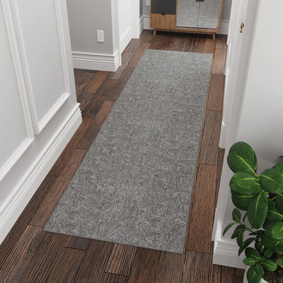 Ottomanson Washable 2x5 Non Slip Runner Rug, Ultra Thin Hallway Rug with Rubber Backing, Solid Design Rug for Kitchen Bedroom or Living Room, Gray, 20" x 59"