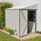 4 × 7 FT Lean to Storage Shed, Outdoor Metal Wall Side Bike Mower Sheds & Outdoor Storage Cabinet, Lockable Tool Organization Shed for Garden Patio Hohuqeri