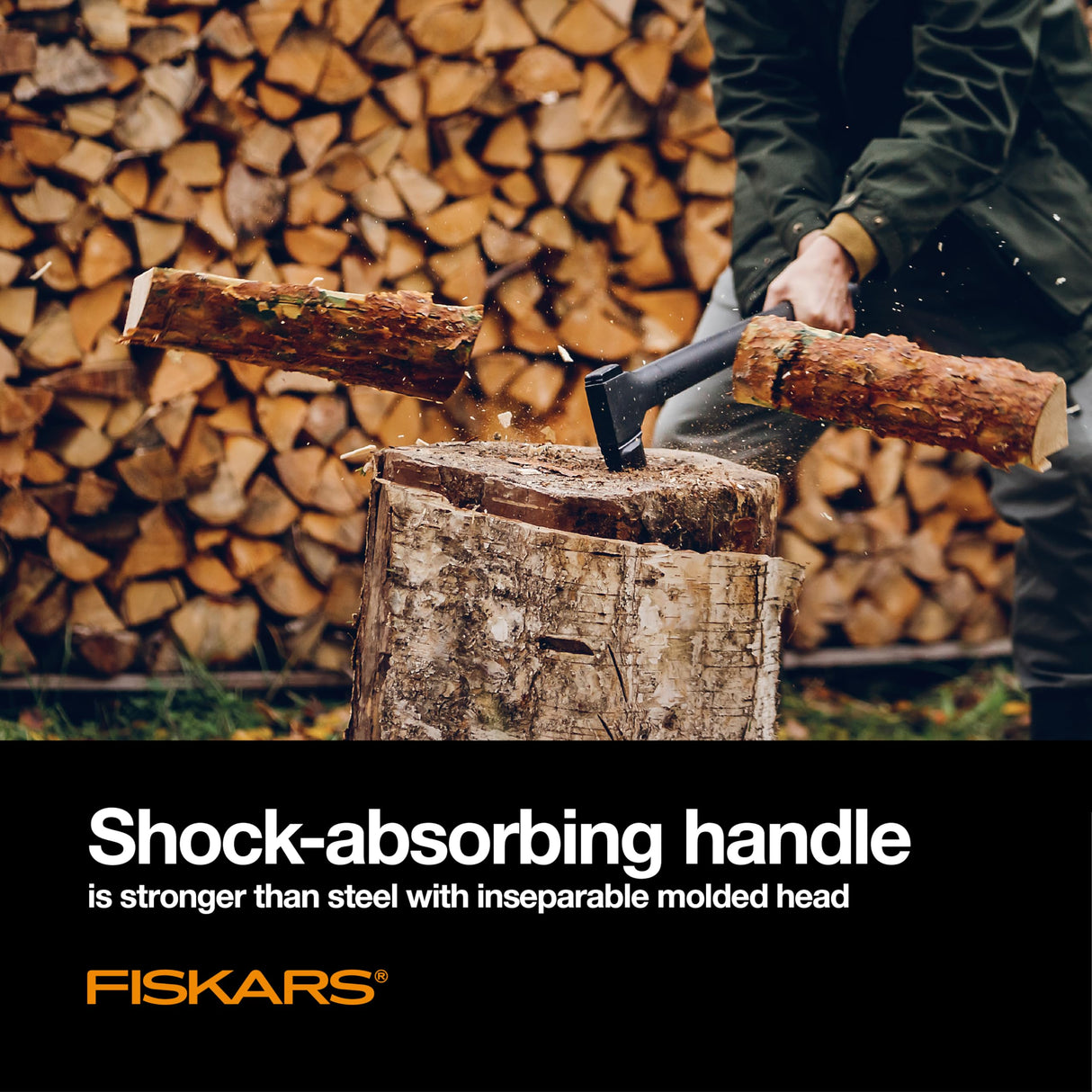 Fiskars X27 Super Splitting Axe, 36" Wood Splitting Axe for Medium to Large Size Logs with Shock-Absorbing Handle, Split Firewood, Forged Steel Blade, Bushcraft Gear and Camping Hatchet Fiskars