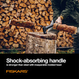 Fiskars X27 Super Splitting Axe, 36" Wood Splitting Axe for Medium to Large Size Logs with Shock-Absorbing Handle, Split Firewood, Forged Steel Blade, Bushcraft Gear and Camping Hatchet Fiskars