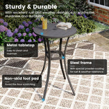 DIFY Patio Bar Height Table, Grey 28" Round Outdoor Pub Table with 1.57" Umbrella Hole for Bistro, Garden, Poolside and Balcony DIFY