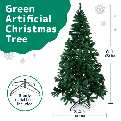 Premium 6Ft Christmas Tree with 1200 Tips for Fullness - Artificial Canadian Fir Full Bodied Christmas Tree 6ft with Metal Stand, Lightweight and Easy to Assemble