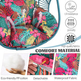 CHINNLUU Oversized Hanging Egg Chair Outdoor Wicker Swing Chair with Stand Rain Cover UV Resistant Cushion 400lbs Capacity for Patio, Garden and Balcony CHINNLUU