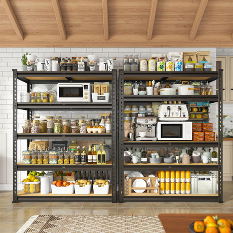 REIBII 2000LBS Garage Shelving Heavy Duty 72''H Storage Shelves 5 Tier Heavy Duty Shelving, Adjustable Metal Shelves for Garage Pantry Closet Kitchen Basement 35.5" W x72 H x 15.8" D, 2 Pack REIBII