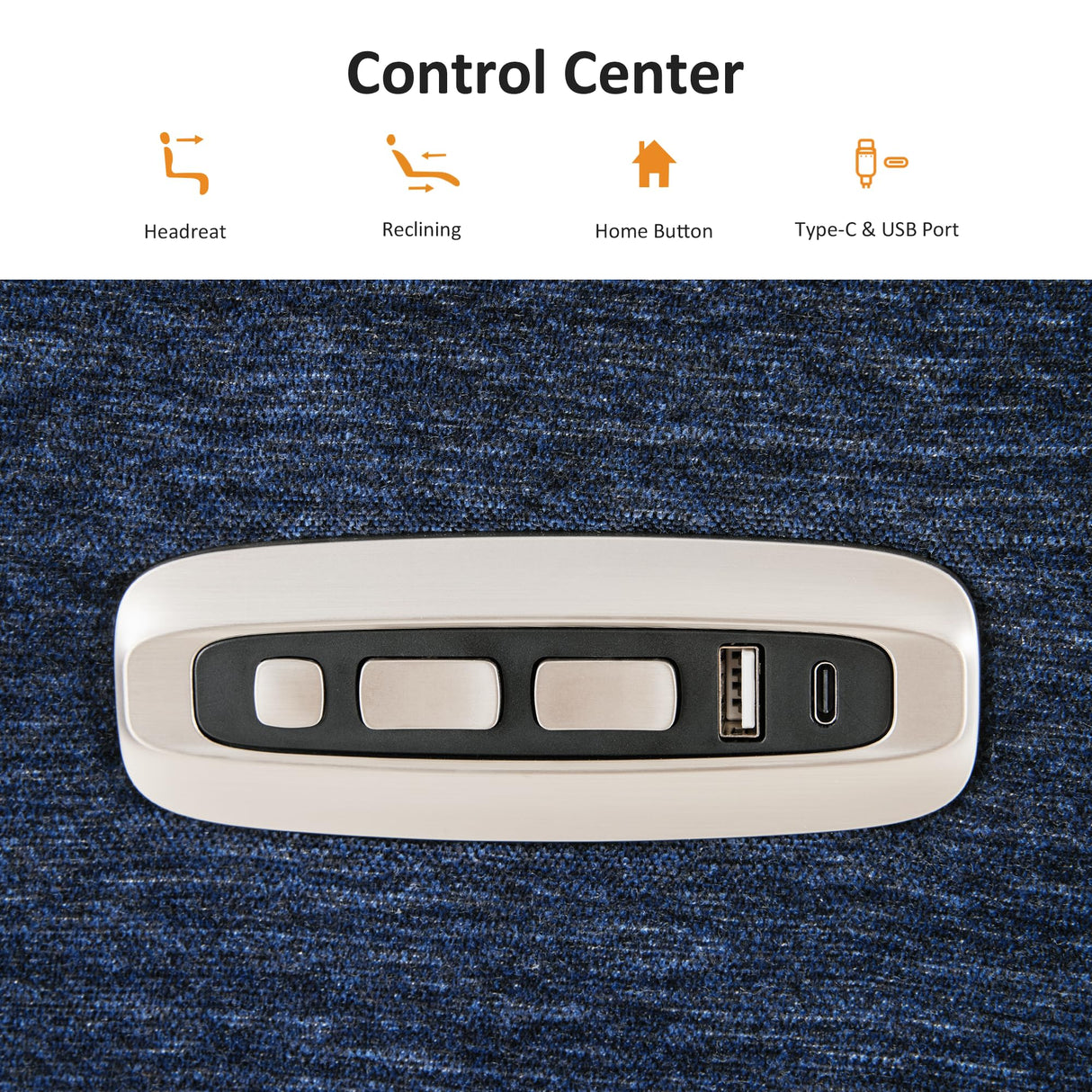 MCombo 60" Wall Hugger Power Loveseat Recliner Sofa with Adjustable Headrest, RV Reclining Loveseat with USB and Type C Charge Ports for Living Room 6924 (Navy Blue) MCombo