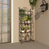 Deco 79 Metal Scroll Indoor Outdoor Tall Folding 4 Shelf Bakers Rack, 25" x 12" x 64", Black Deco 79