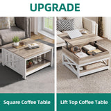 YITAHOME Coffee Tables with Living Room, Lift Top Coffee Table with Storage, Farmhouse Coffee Table, Square Wood Center Table Cocktail Table, Grey Wash YITAHOME