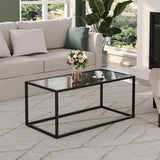 SAYGOER Glass Coffee Table Modern Coffee Tables Simple Rectangular Center Table with Open Space for Living Room Home Office,39.3 x 19.7 x 17.7Inches, Gray Black SAYGOER