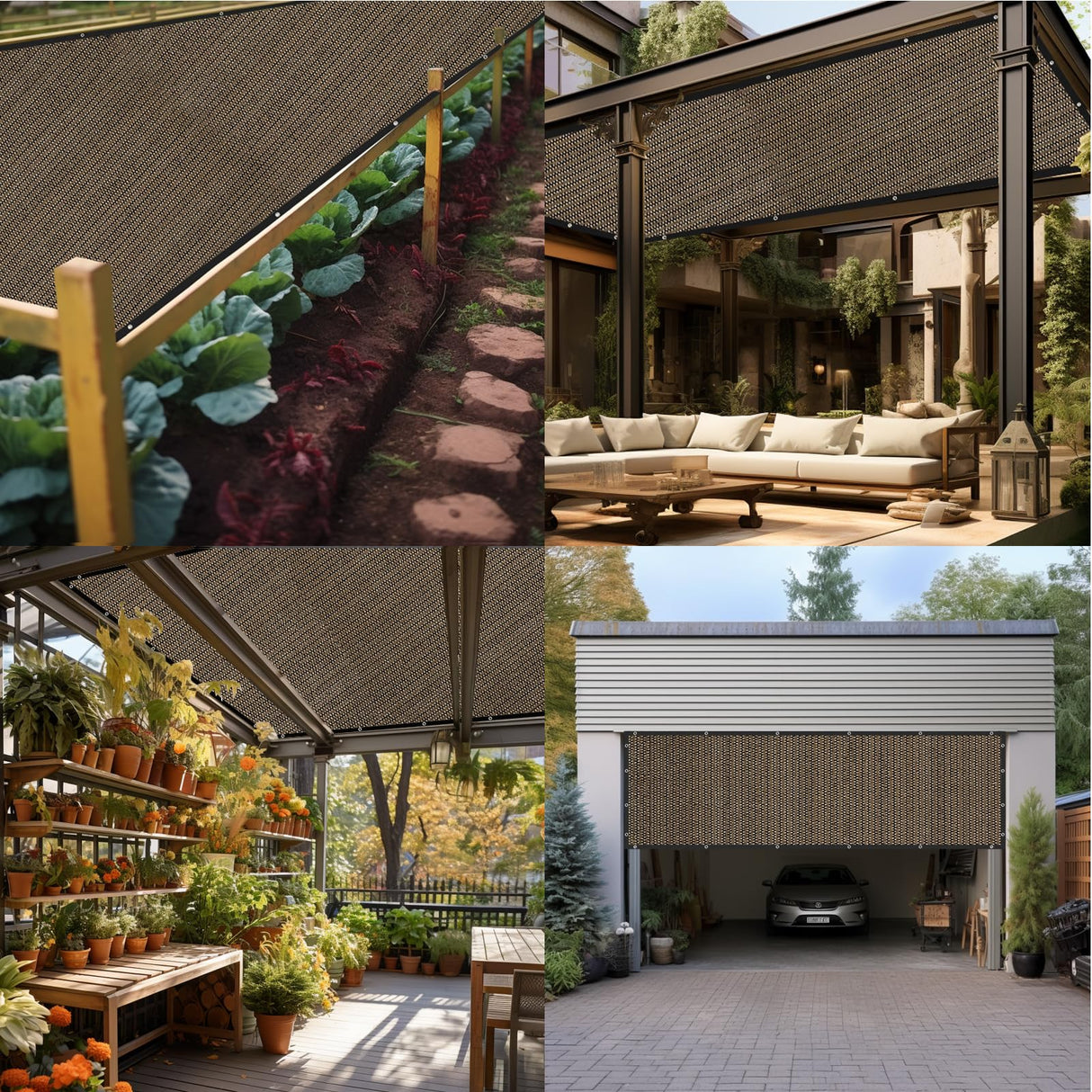 Artpuch 90% Sun Shade Cloth, 10 x 14 FT Pergola Shade Cover Canopy with Grommets, Sun Screen Fabric Tarp for Patio, Outdoor, Garden, Backyard, Mocha Artpuch