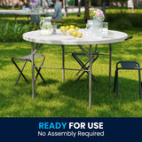 Flash Furniture Freeman 4' Round Plastic Folding Event Table with Carrying Handle, Bi-Fold Portable Banquet Table for Indoor/Outdoor Events, White Flash Furniture