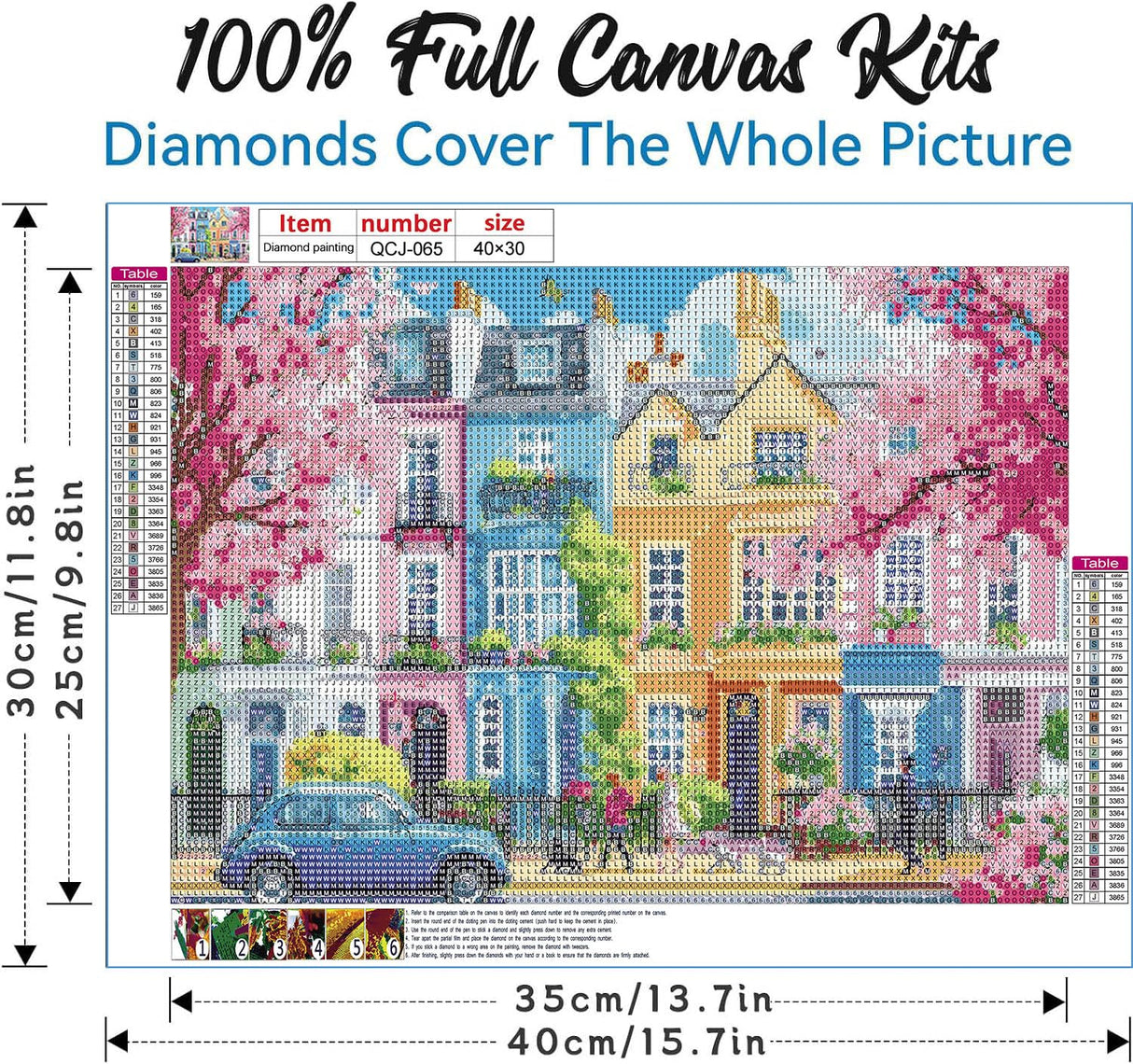 Accompany Wind 5D Diamond Painting Kits for Adults, Sakura Blossom Street Diamond Art Kits for Beginner, DIY Round Full Drill Dots Gem Art Kits for Home Wall Decor 16 x 12 Inch Accompany Wind
