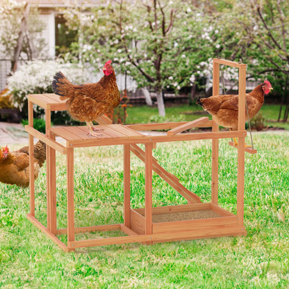 Chicken Activity Play Chicken Perches for Poultry Run with Wood Stand, Ladder, Platforms, Swing Stand, Food Storage Wood Chicken Toy for Coop, Outdoor Birds Pet Entertainment Stress Relief - WoodArtSupply