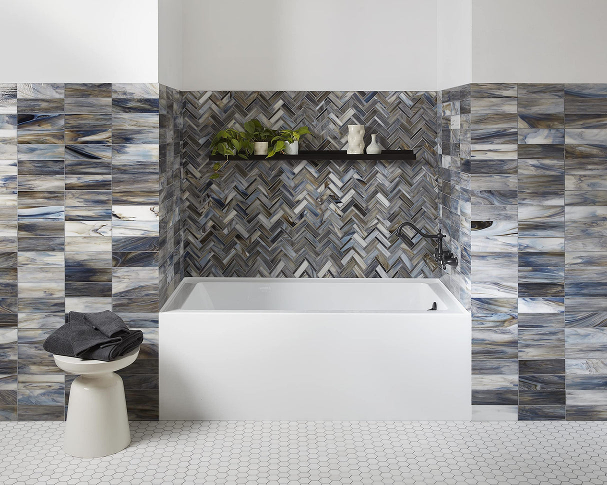 Aqua Eden VTAP603222R 60-Inch Acrylic 3-Wall Alcove Tub with Right Hand Drain Hole, White Kingston Brass