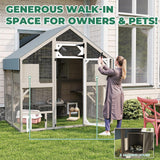 71" H Catio Outdoor Cat Enclosure Weatherproof, Large Walk-in Cat House Attached Window for Multiple Cats, Waterproof Cat Cage Kitty Enclosure Outside with 2 Condos, 6 Platforms Magazoopet