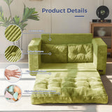 MAXYOYO Convertible Sofa Bed, Pull Out Loveseat Sleeper Sofa, 2 in 1 Folding Couch Bed, Fold Out Floor Couch with Pillows for Living Room Bedroom Lounge, Green MAXYOYO