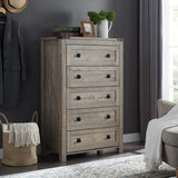 T4TREAM Farmhouse 5 Drawers Dresser Chests for Bedroom, Wood Rustic Tall Chset of Drawers,Dressers Organizer for Bedroom, Living Room,Hallway, Light Rustic Oak T4TREAM