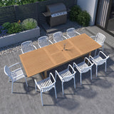 Urban Elements Frida 11-Piece Rectangular Patio Furniture Set | 100% Certified Teak Finish | Backyard Furniture, Outside Table and Chairs, Rectangular Outdoor Dining Set Urban Elements