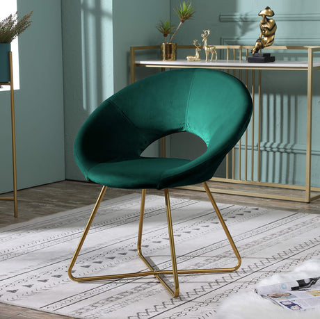 Roundhill Furniture Slatina Green Silky Velvet Upholstered Accent Chair with Gold Tone Finished Base Roundhill Furniture
