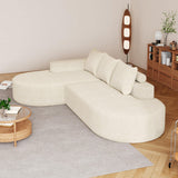 KEIKI 108.5" L Shaped Corner Couch with Chaise, Curved Sectional Sofa, Upholstered Chenille Sectional Couch for Living Room, Bedroom, Beige KEIKI