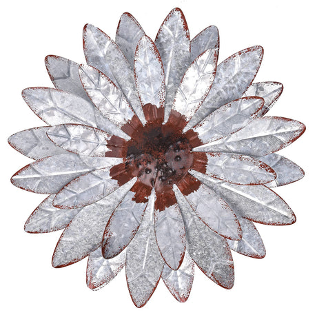 qzmaikoo Galvanized Farmhouse Metal Flowers Wall Decor Rustic Metal Wall Art Decorations Hanging for Indoor Living room Outdoor Porch,Silver 12x12 inches qzmaikoo