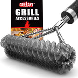 GRILLART Grill Brush [Helix + Wire] Combined BBQ Brush - Safe & Efficient Grill Cleaning Brush - 18" Grill Cleaner Brush Scrubber for Gas/Porcelain/Charbroil Grates – BBQ Accessories Gifts for Men/Dad GRILLART