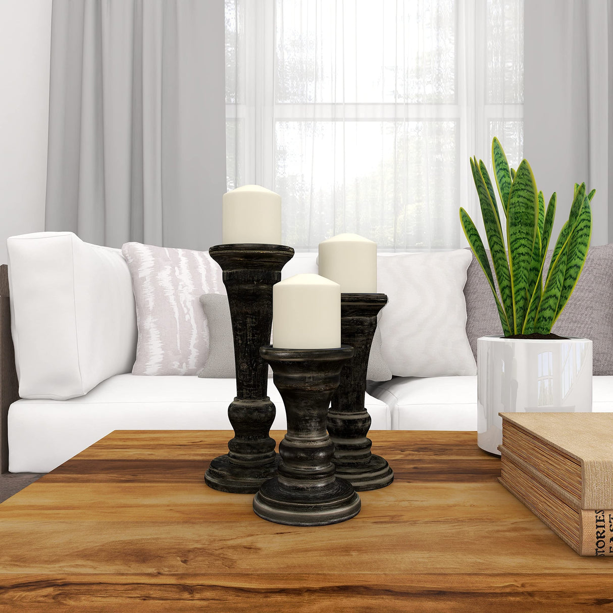 Deco 79 Candle Holder, S/3 10", 8", 6"H, Black Deco 79