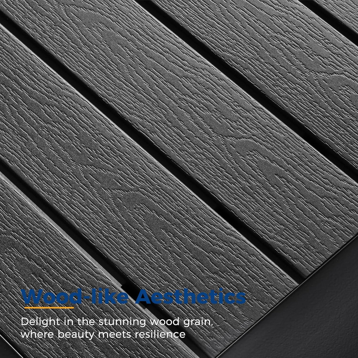 Wisteria Lane Aluminum Patio Furniture Set, 7 Seats Outdoor Conversation Set, Sectional Metal Sofa with 5 Inch Cushion and Coffee Table for Balcony, Backyard, Garden, Black Frame and Grey Cushion Wisteria Lane