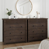 GarveeHome 3 Drawer Dresser, Modern Fluted Nightstand, Wooden Chest of Drawers, Storage End Table Organizer for Bedroom, Living Room, Hallway, Walnut GarveeHome