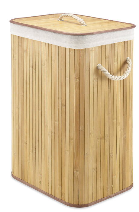 Whitmor Laundry Hamper with Rope Handles, Natural Stain Bamboo, 12.25x16.25x23.375 Whitmor