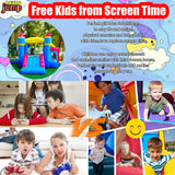 RETRO JUMP Inflatable Bounce House, Bouncy House for Kids Outdoor, Inflatable Kids Bounce House with Jumping Ball Pit & Basketball Hoop, Ocean Balls, Blower, Patch Kits, Stakes, Carrying Bag RETRO JUMP