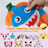 JOYIN 18 Packs Halloween Pumpkin Decorating Stickers Craft Kit, Halloween Party Supplies Arts Activities, Kids Party Favors, Jack O Lantern Foam Face Sticker in 9 Animal Designs, Classroom Games JOYIN