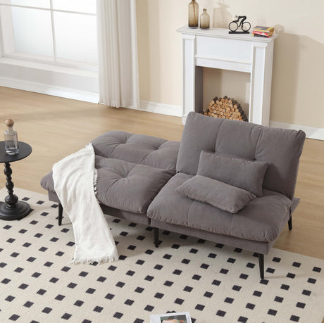 ASAHREE 72'' Corduroy Futon Convertible Sofa Couch,Comfy Sleeper Sofa Bed with Adjustable Backrest, Modern Futon Loveseat for Living Room, Bedroom, Office, Apartment, Dorm, Grey ASAHREE