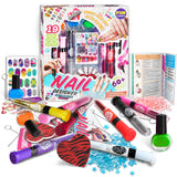 Nail Polish Pens Kit for Girls Ages 7-12, FunKidz Nail Pen Combo Kit Teen Gift Peelable Nail Art Studio Set with Cool Girly Decoration Stuff Pearl Beads, Glitter, Nail Stickers, Nail File, Gems FUN KIDZ